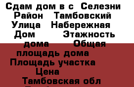 Сдам дом в с. Селезни › Район ­ Тамбовский › Улица ­ Набережная › Дом ­ 48 › Этажность дома ­ 1 › Общая площадь дома ­ 35 › Площадь участка ­ 40 › Цена ­ 3 000 - Тамбовская обл., Тамбовский р-н, Селезни с. Недвижимость » Дома, коттеджи, дачи аренда   . Тамбовская обл.